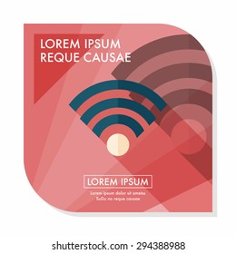 Wireless wifi flat icon with long shadow