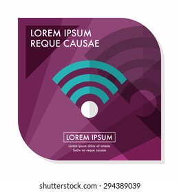 Wireless wifi flat icon with long shadow