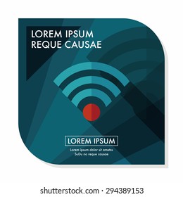 Wireless wifi flat icon with long shadow