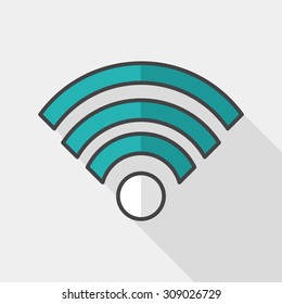 Wireless wifi flat icon with long shadow