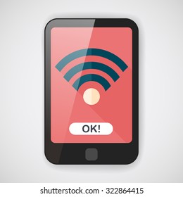 Wireless wifi flat icon with long shadow
