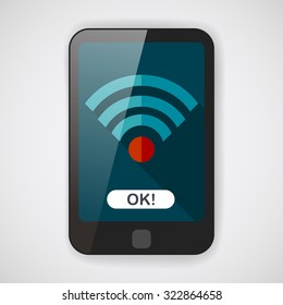 Wireless wifi flat icon with long shadow