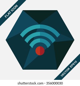 Wireless wifi flat icon with long shadow
