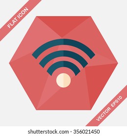 Wireless wifi flat icon with long shadow