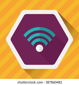 Wireless wifi flat icon with long shadow