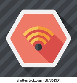 Wireless wifi flat icon with long shadow