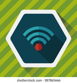 Wireless wifi flat icon with long shadow