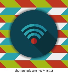 Wireless wifi flat icon with long shadow
