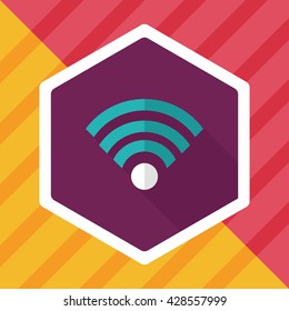 Wireless wifi flat icon with long shadow
