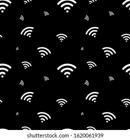 Wireless Wifi Flat Icon Seamless Pattern Background