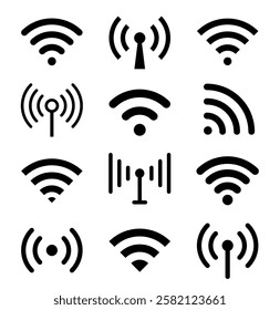 Wireless and wifi icon. Internet connection, Wi-fi signal, wireless, connect, podcast, access - stock vector.