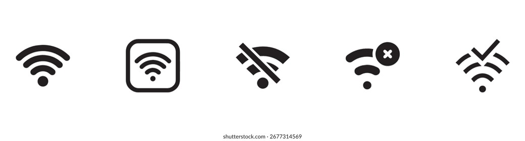 Ícone sem fio e WiFi. Conexão com a Internet, sinal Wi-fi, sem fio, conectar, podcast, acesso. Ilustração de vetor. 