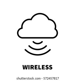 Wireless / Wi-Fi icon or logo in modern line style. High quality black outline pictogram for web site design and mobile apps. Vector illustration on a white background.