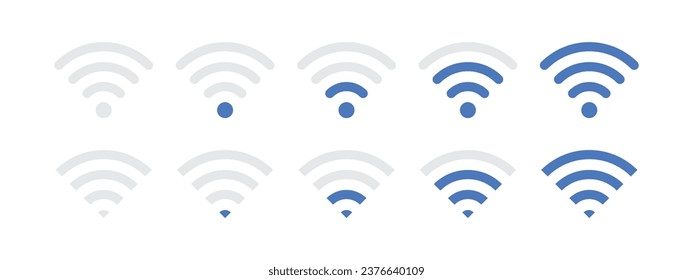Wireless Wi-Fi Icon Set symbol on White Background. Vector