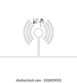 Wireless and wifi icon or sign for remote internet access, contour
