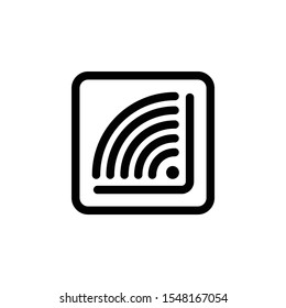 Wireless and wifi icon or sign for remote internet access. Podcast vector symbol.