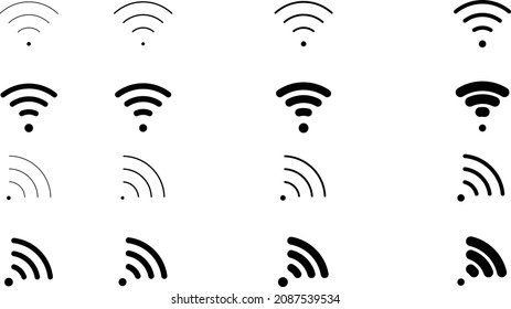 Wireless and wifi icon or wi-fi icon sign for remote internet access, icon. sign white background round  vector