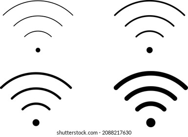 Wireless and wifi icon or wi-fi icon sign for remote internet access, icon. sign white vector background