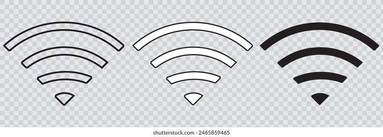 Wireless and wifi icon or wi-fi icon sign for remote internet access, internet connection, signal icon, variations podcast vector symbol, vector illustration