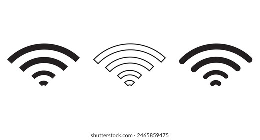 Wireless and wifi icon or wi-fi icon sign for remote internet access, internet connection, signal icon, variations podcast vector symbol, vector illustration