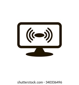 Wireless and wifi icon or sign for remote internet access. Podcast vector symbol.