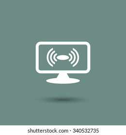 Wireless and wifi icon or sign for remote internet access. Podcast vector symbol.