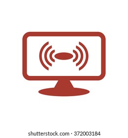 Wireless and wifi icon or sign for remote internet access. Podcast vector symbol.