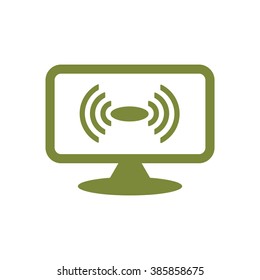 Wireless and wifi icon or sign for remote internet access. Podcast vector symbol.