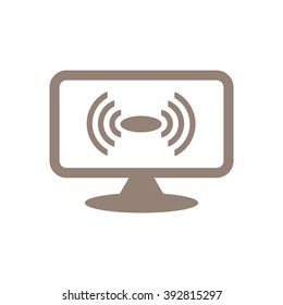 Wireless and wifi icon or sign for remote internet access. Podcast vector symbol.