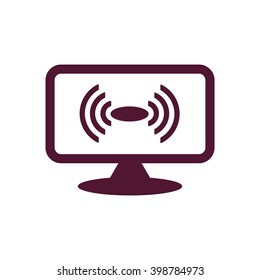 Wireless and wifi icon or sign for remote internet access. Podcast vector symbol.