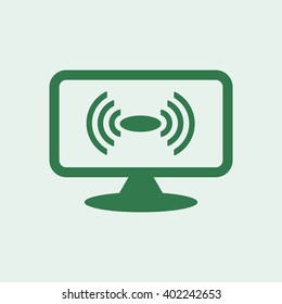 Wireless and wifi icon or sign for remote internet access. Podcast vector symbol.