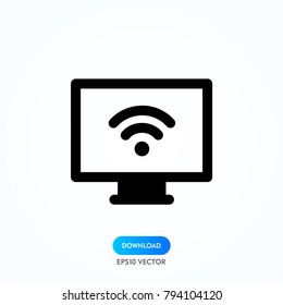 Wireless and wifi icon or sign for remote internet access. Podcast vector symbol.