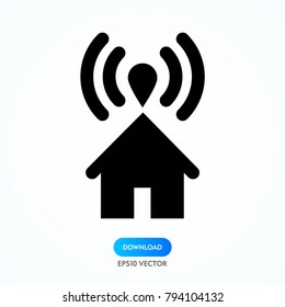 Wireless and wifi icon or sign for remote internet access. Podcast vector symbol.