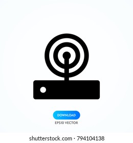 Wireless and wifi icon or sign for remote internet access. Podcast vector symbol.