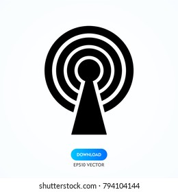 Wireless and wifi icon or sign for remote internet access. Podcast vector symbol.