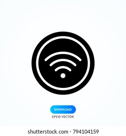 Wireless and wifi icon or sign for remote internet access. Podcast vector symbol.