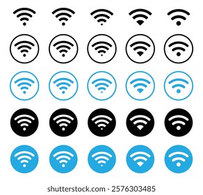 Wireless and wi-fi icon. Wi-fi signal symbol. Internet Connection. Remote internet access collection. Vector illustration.