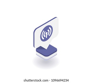 Wireless and wi-fi icon, vector symbol in flat isometric 3D style isolated on white background. Social media illustration.