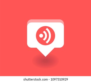 Wireless and wifi icon, vector symbol in flat style isolated on red background. Social media illustration.