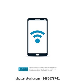 wireless wifi icons on screen phone. internet signal for online. isolated on white background. vector illustration