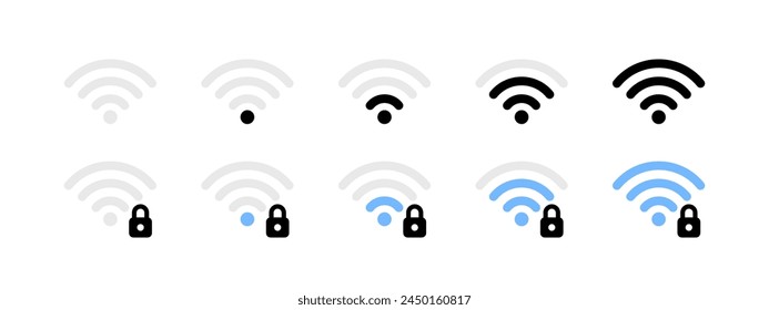 Iconos inalámbricos y wifi. tarjeta gráfica escalable de Vector