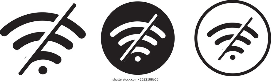wireless or wifi internet connection icon vactor set. Wireless symbol collection. no wifi sign on white background symbol.