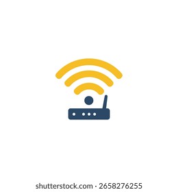 Drahtloses Wi-Fi-Internet-Netzwerk-Router-Symbol für schnelle Konnektivität und moderne digitale Kommunikationstechnologie.