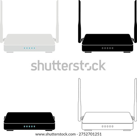 Wireless wi-fi router icons set, without background