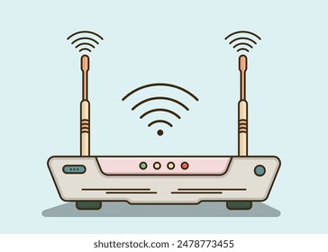 Wireless wifi router and internet access point flat illustration