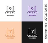 Wireless Wi-Fi Router and Modem Icon for Internet Connectivity, Network Access, and Broadband Communication.