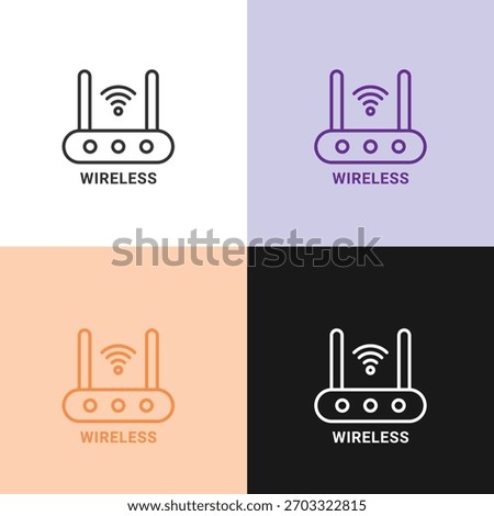 Wireless Wi-Fi Router and Modem Icon for Internet Connectivity, Network Access, and Broadband Communication.