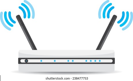 Wireless Wi-Fi router on white background. Vector illustration
