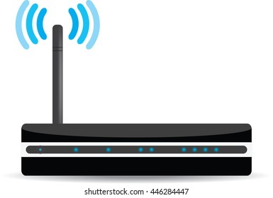 Wireless Wi-Fi router on white background. Vector illustration