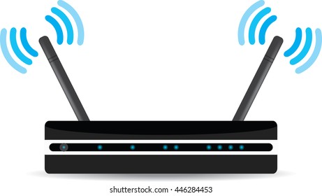 Wireless Wi-Fi router on white background. Vector illustration